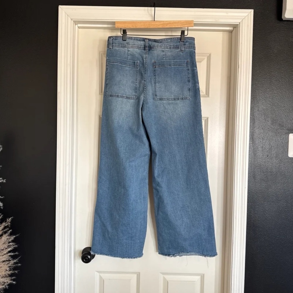 Oat New York Wide Leg High Waist Utility Pocket Raw Hem Jeans size 10/30 - Picture 8 of 12